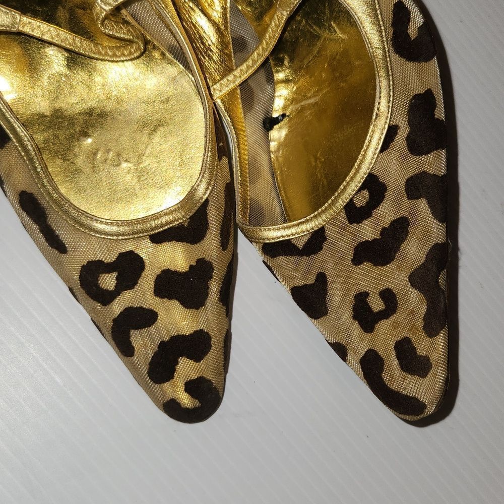 Vintage Manolo blanick leather animal print Slingback sandals - Picture 6 of 13